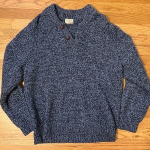 L.L. Bean Men's Heathered Navy Pullover Sweater 100% Lambswool Size Large